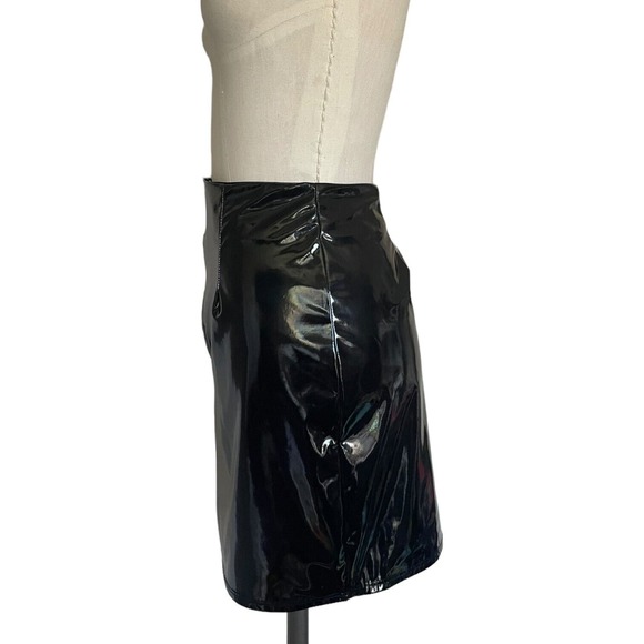 Fashion Nova Black Liquid Latex Look Vinyl Mini Skirt Goth Industrial Zipper S - Picture 10 of 11